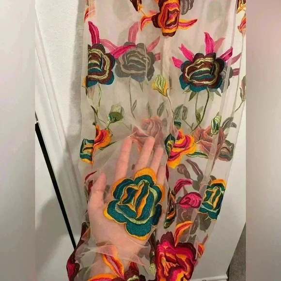 Alexia Admor Palmer Sheath Floral Embroidered Transparent Dress Size Medium - Picture 4 of 7